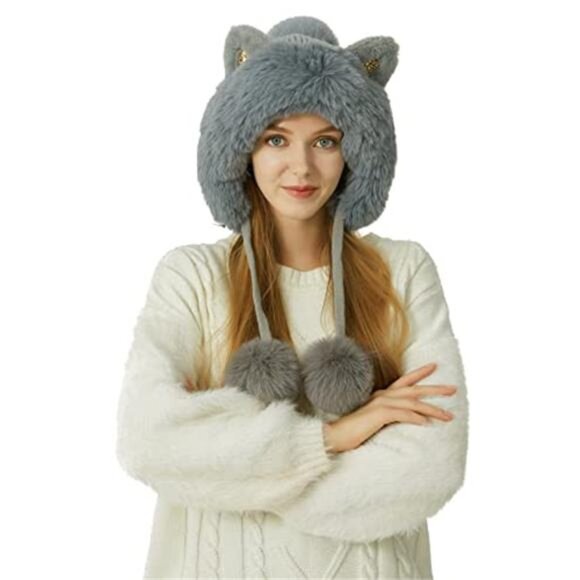 Women\' Winter Peruvian Cover Ears Beanie Hat Ear Flaps Sherpa Ski Snow Hat main image 5